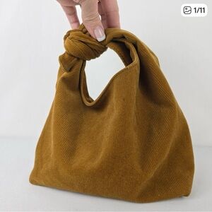Merit Knotted Handle Women’s Makeup Bag in Mustard Brown